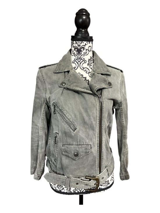 Denim & Supply Ralph Lauren Jackets & Blazers - RALPH LAUREN DENIM & SUPPLY Washed Gray Moto Jacket with Buckle Belt